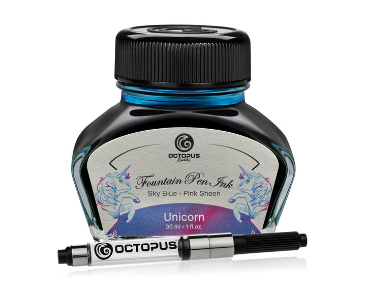 Octopus Fluids Füllhaltertinte Sheen mit Konverter, Unicorn, Blau, 30 ml Unicorn 30 ml, Unicorn 30 m