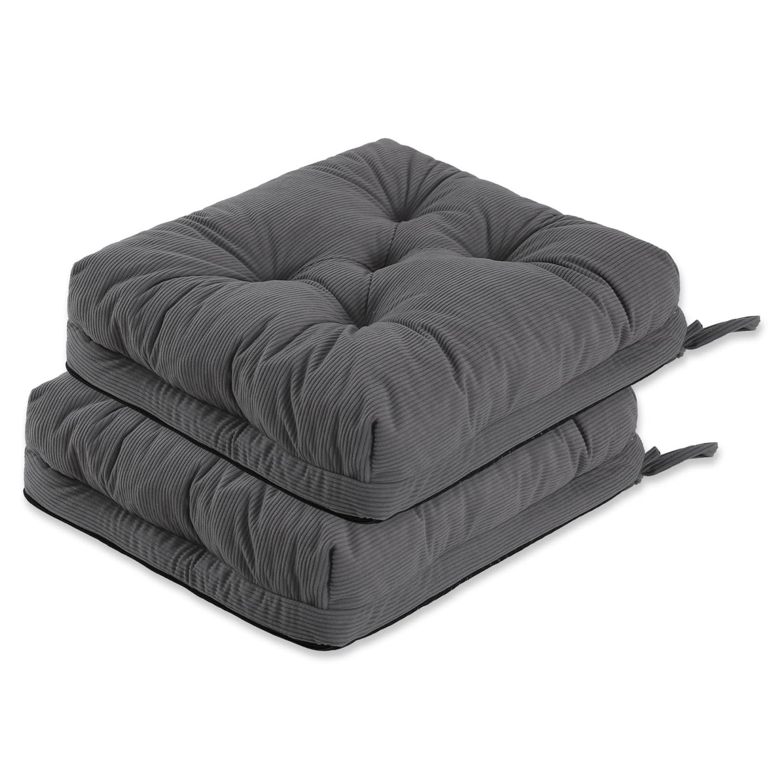 Sitzkissen, 2er Set Stuhlkissen aus Cordstoff, Memory Foam mit Doppel-Layer Design, Befestigungsriem