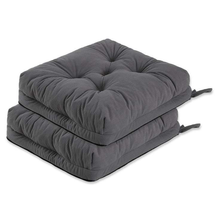 Sitzkissen, 2er Set Stuhlkissen aus Cordstoff, Memory Foam mit Doppel-Layer Design, Befestigungsriem