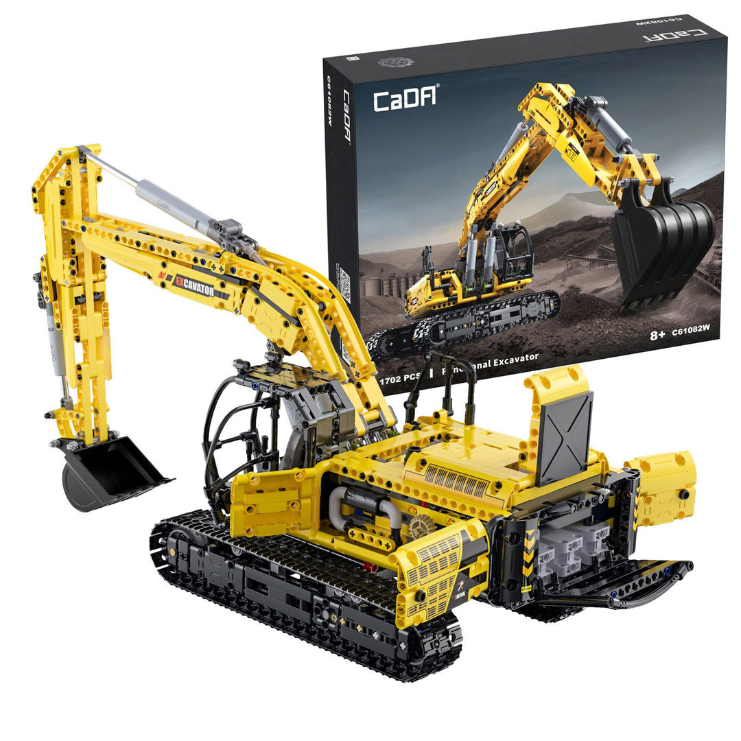 Cada C61082W Blöcke Funktionaler Baubagger 1702 EL., Schwarz, Gelb
