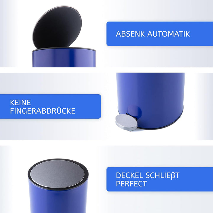 Bamodi Kosmetikeimer Edelstahl 3l - Badezimmer Mülleimer mit Softclose-System Zum Verlieben - Badeim