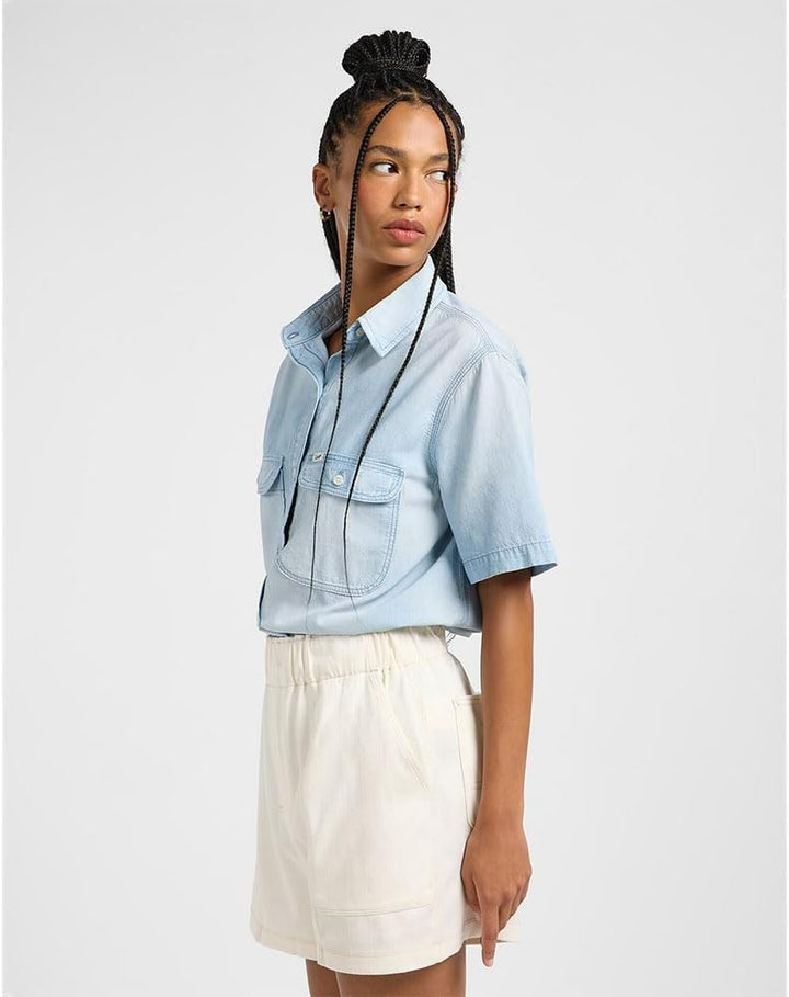 Lee Damen Chambray Utility Shirt M Endless Light, M Endless Light