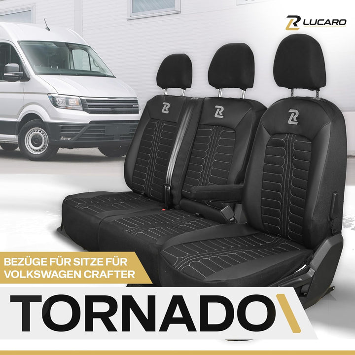 LUCARO Sitzbezüge Auto für Volkswagen Crafter 2, Man TGE 1+2 Grau Auto Sitzbezüge Man TGE, Volkswage