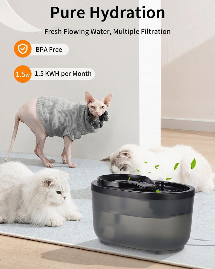 Trinkbrunnen für Katze Katzenbrunnen,Ultra Silent 2.5L Katze Trinkbrunnen mit energieeffizienter Pum