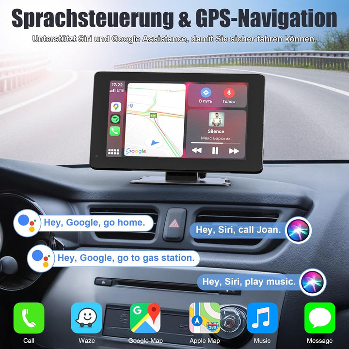Wireless Carplay Display Android Auto Display mit Stehende Halterung 7 Zoll Touchscreen Auto Display