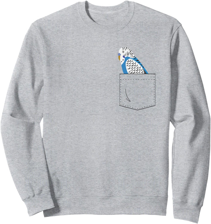 Blauer Wellensittich-Sittichpapagei, gefälschte Tasche Sweatshirt