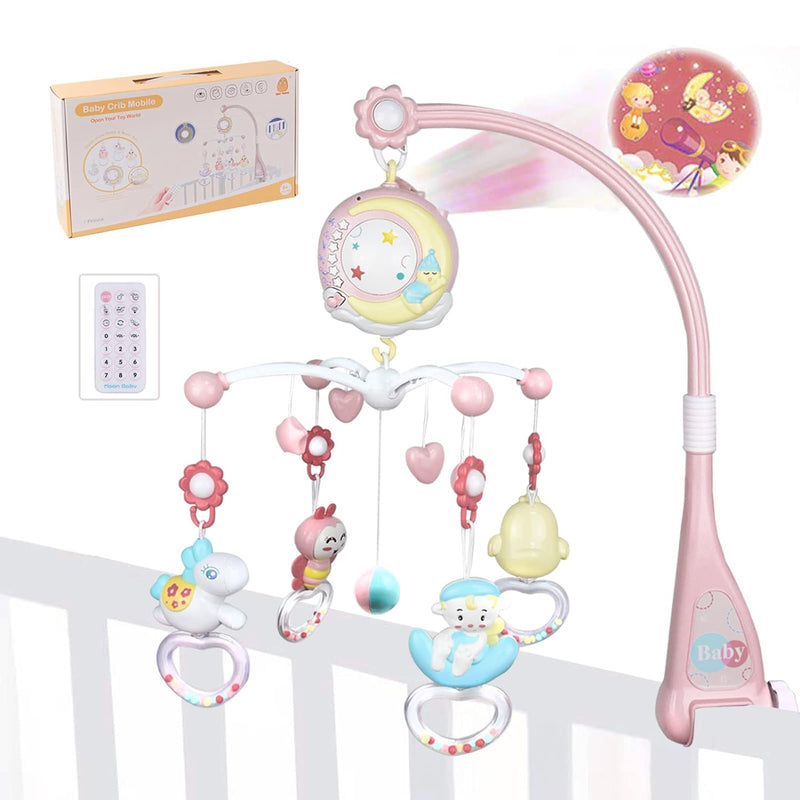 Baby Mobile Babybett mit Musik und Lichtern, AolKee 360 ° Mobile Baby für bett mit Ferngesteuerter,