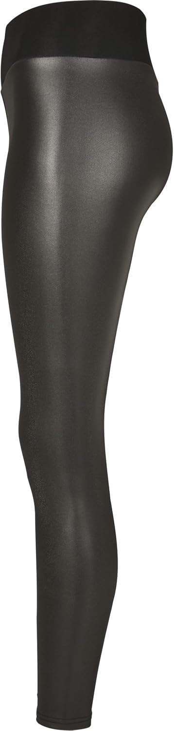 Urban Classics Ladies Faux Leather High Waist Leggings 2-Pack, Damen Leggings, erhältlich in black,