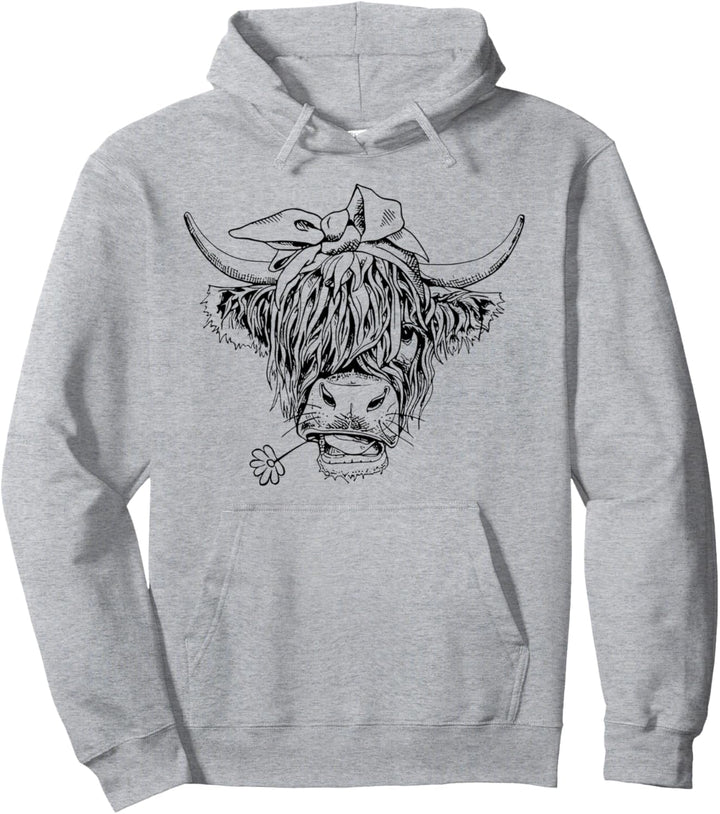 Highland Cow Western Mädchen Bandana Highlander Kuh Print Pullover Hoodie