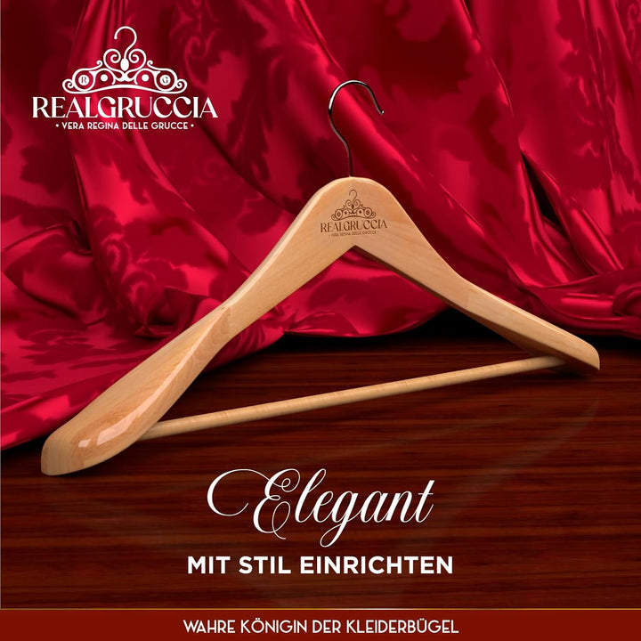 6 Kleiderbügel aus Holz Kleiderbügel Breite Schulter Holzbügel Farbe Naturholz - RealGruccia mit Hos
