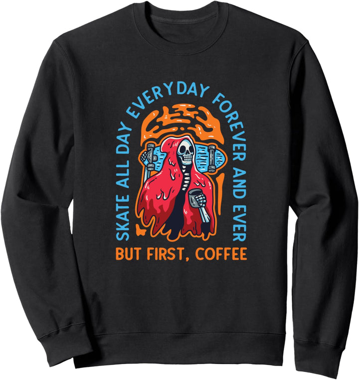 Skateboard Totenkopf Skateboarding Kaffee Retro 90er Grunge Sweatshirt
