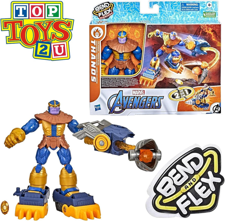 Hasbro Marvel Avengers Bend and Flex Missions Thanos Fire Mission Figure, 15-cm-Scale Bendable Toy f