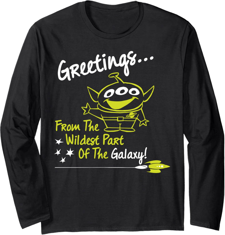 Disney Pixar Toy Story Green Alien Greetings Outline Sketch Langarmshirt