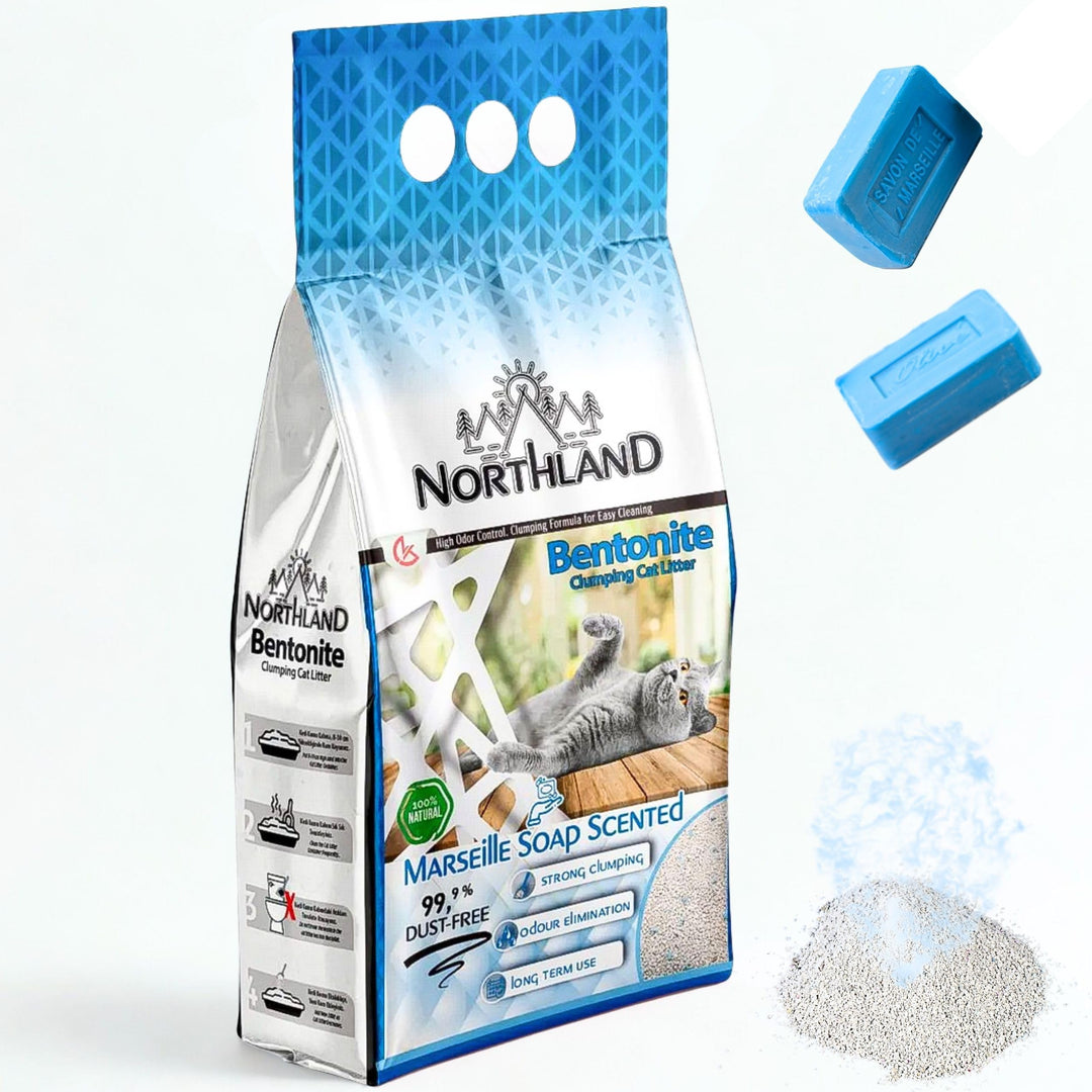 Katzenstreu Marseiller Seife Duft 10L | 100% Natürlich & 99,9% Staubfrei | Extra Stark Klumpend & Ge