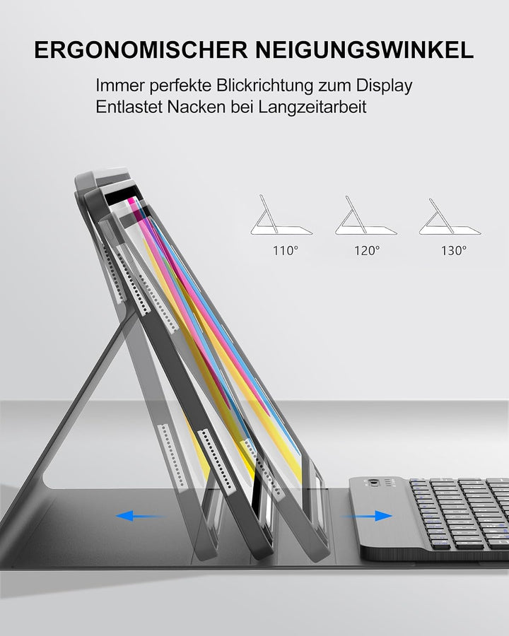 Für iPad A16 11. Gen &amp; 10. Gen Hülle mit Tastatur QWERTZ | Für iPad 11 Hülle mit Tastatur - Langer A