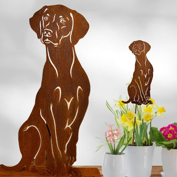 Terma Stahldesign Edelrost Gartenstecker Hund Magyar Vizsla Handmade Germanytolle gartendeko aus Ros