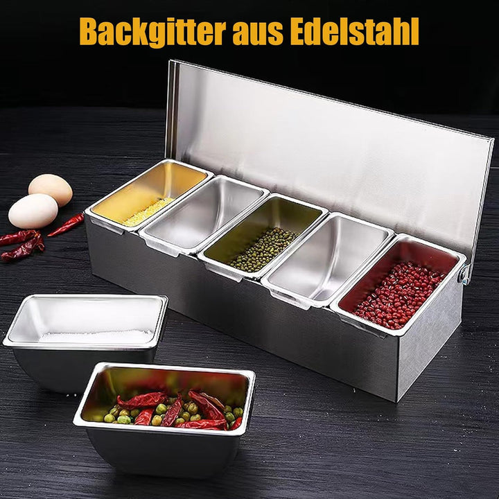 Zutatenbehälter mit Deckel und Löffel, Gewürzbox Beilagenbehälter Zutatenbehälter, Barbehälter, Pizz