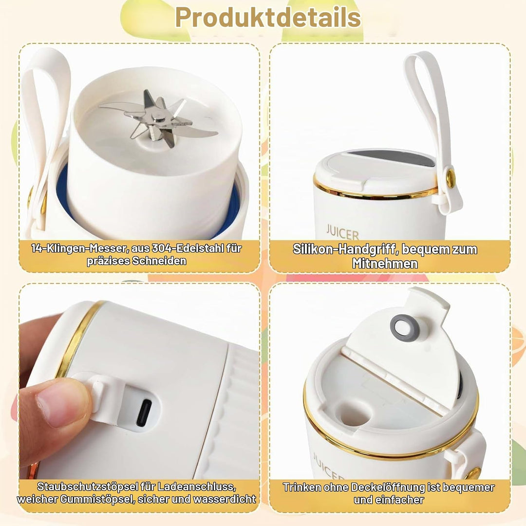Tragbarer Mixer, Mini-Mixer, USB-C Wiederaufladbarer Persönlicher Mixer für Smoothie und Shakes, 340