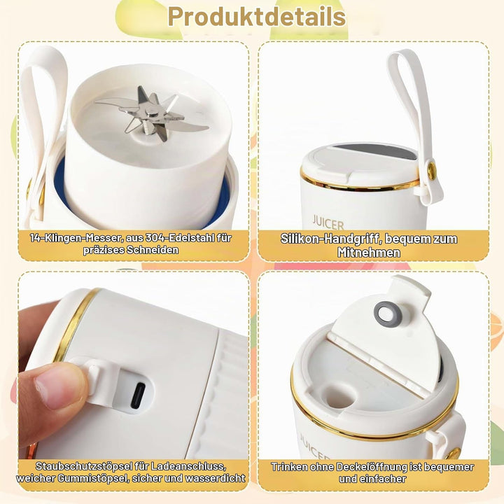 Tragbarer Mixer, Mini-Mixer, USB-C Wiederaufladbarer Persönlicher Mixer für Smoothie und Shakes, 340