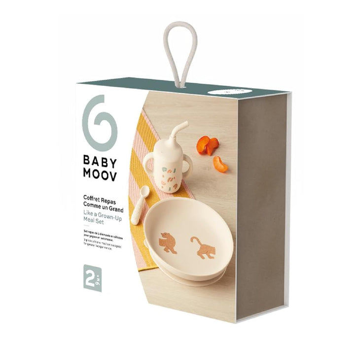 Babymoov Baby Geschirrset Little Roar - ab 9 Monate - 3er Set Silikon, Trinklernbecher, Teller mit S