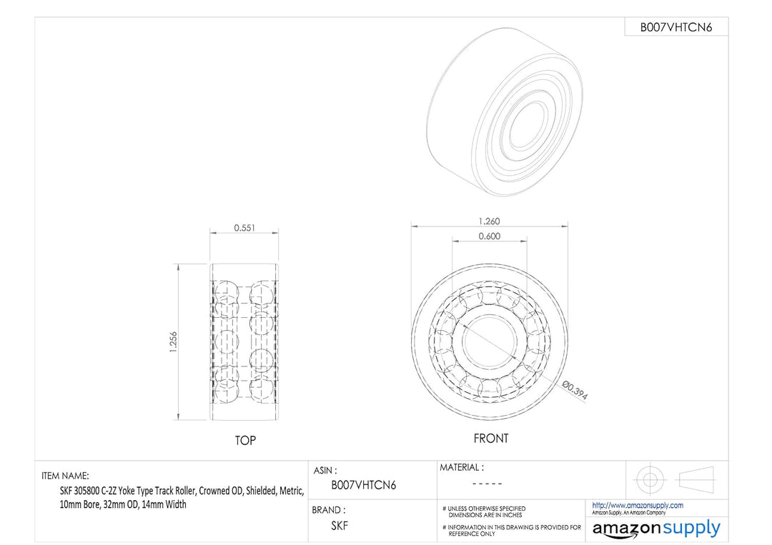 SKF 305800 C-2Z Radial-Kugellager, eckig, Stahl