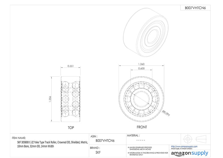 SKF 305800 C-2Z Radial-Kugellager, eckig, Stahl