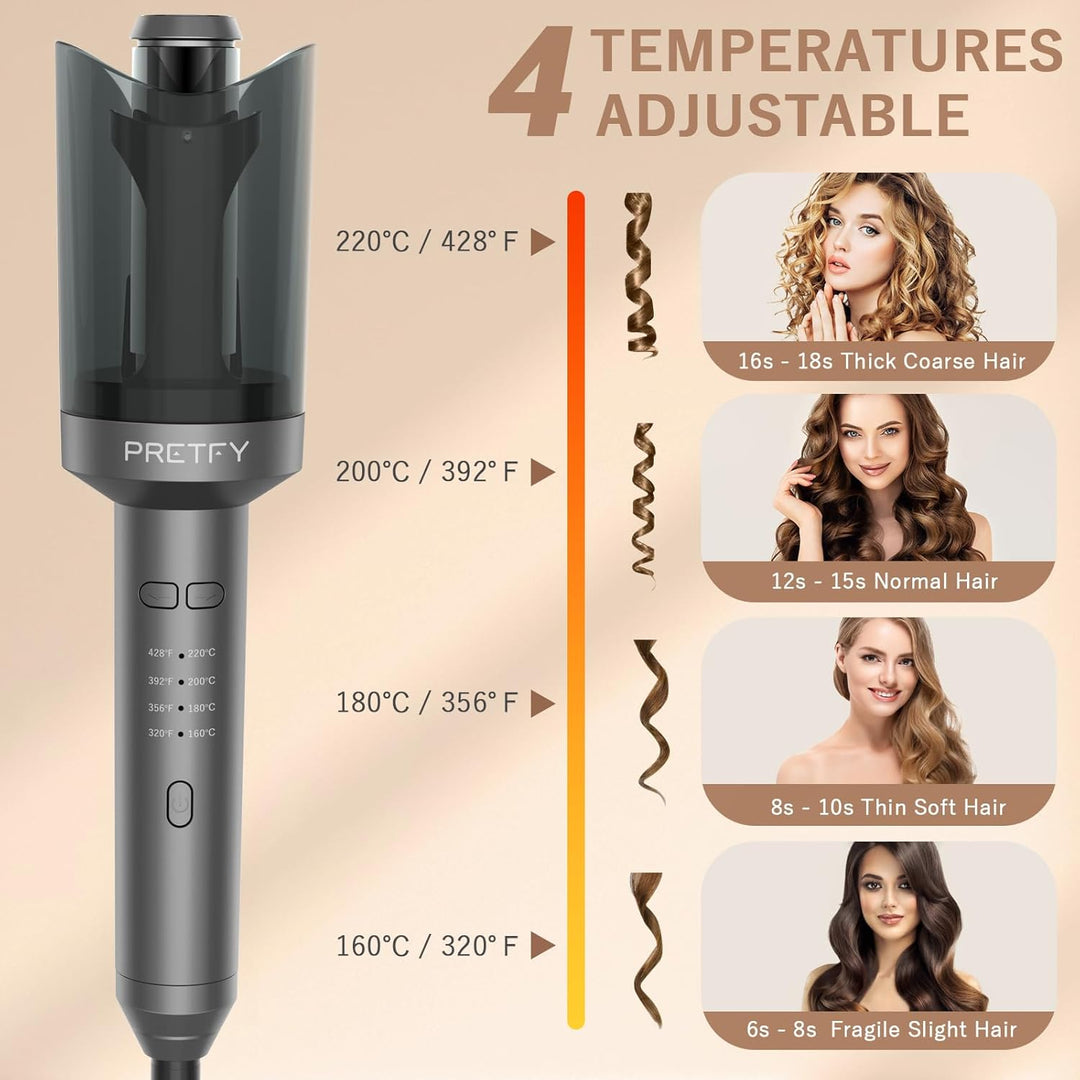 Pretfy Lockenstab Automatisch,Lockenstab Grosse Locken,Automatischer Lockenstab mit 4 Einstellbare T