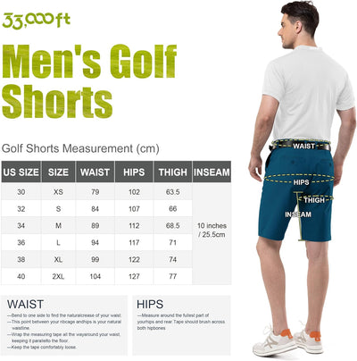 33,000ft Herren Golf Shorts UPF 50+ Stretch Shorts 10'' Bermuda Shorts Kurze Hose Dry Fit Causal Sho