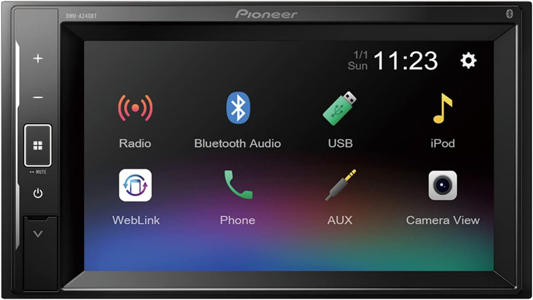 Pioneer DMH-A240BT 2-DIN Autoradio Bluetooth USB passend für Alfa Romeo Mito 2008-2013 Silber