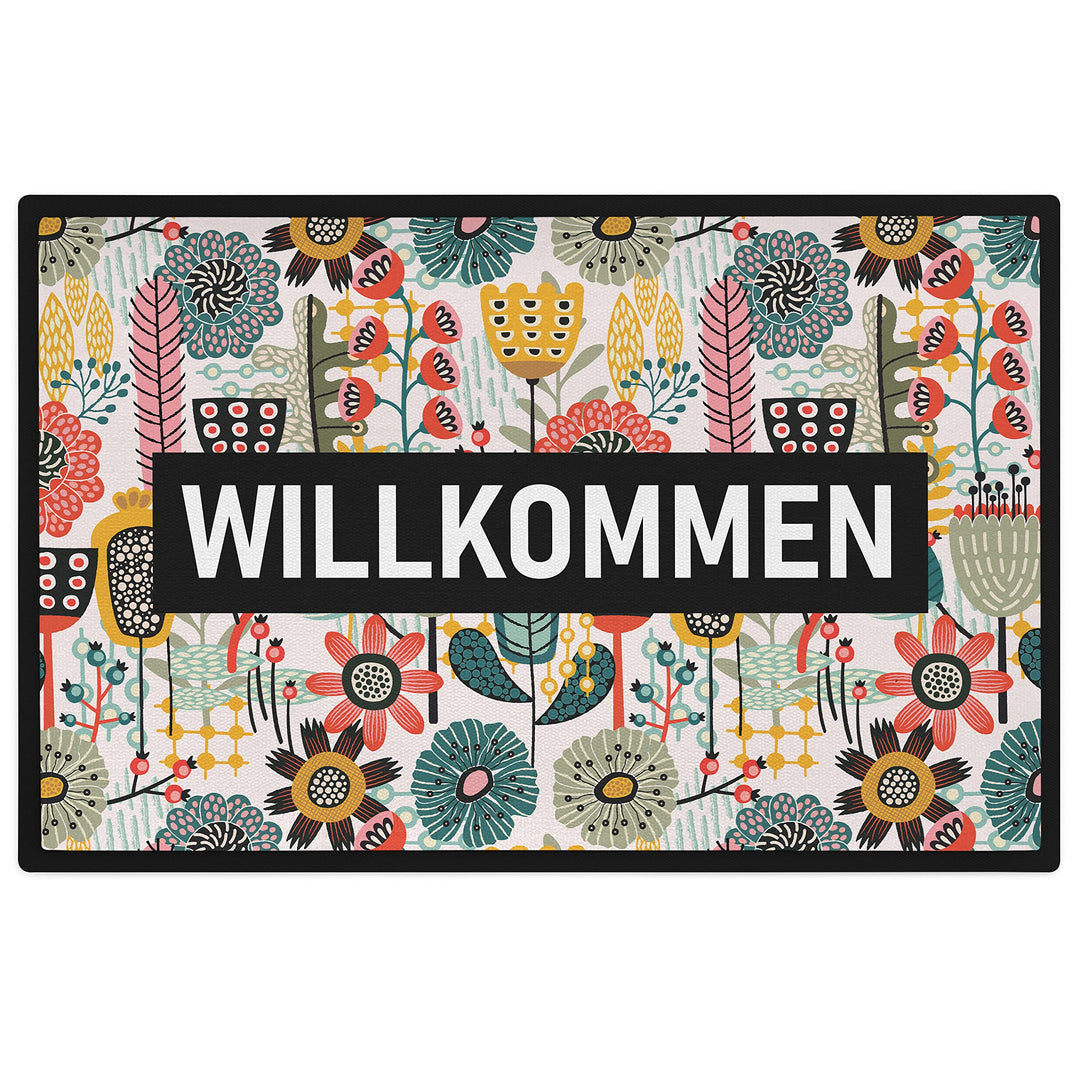 Trendation - Willkommen Fussmatte Grafik Schmutzfangmatte Geschenk Aussen Innenbereich 60x40 cm Wasc