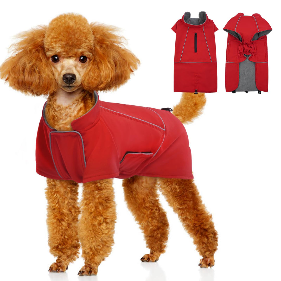 Hundejacke Wasserdichter, Leichte & Fleece Hundemantel für Grosse Hunde, Hundejacke mit Reflektieren