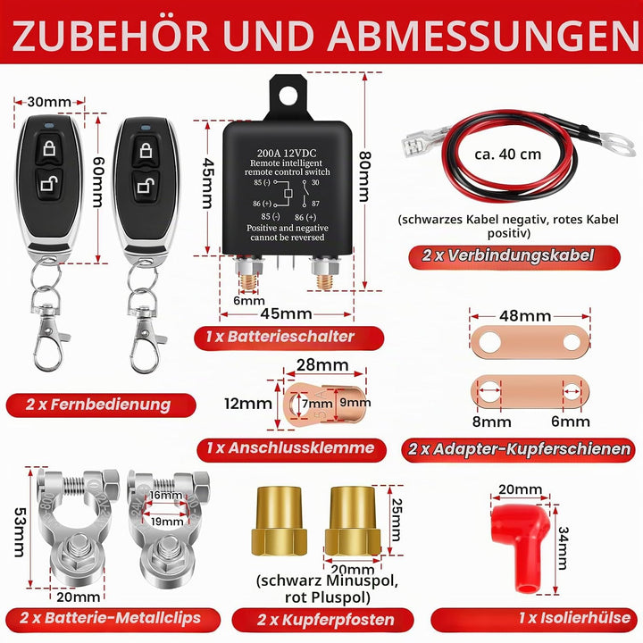 Batterie Trennschalter 12V Batterieschalter Auto Batterieschalter 12V 200A Batterie Schalter 12v Mit
