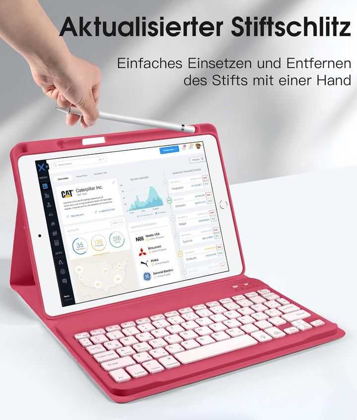 Vobafe Hülle mit Tastatur Kompatibel für iPad 9./ 8. /7. Generation 10.2 Zoll mit Stifthalter, Magne