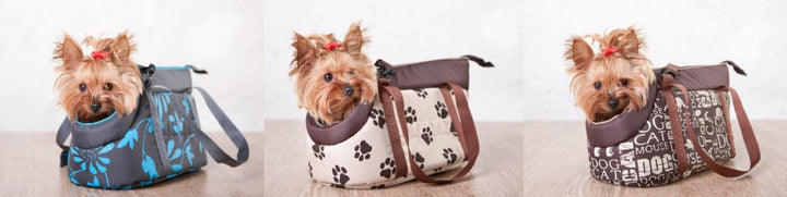 HobbyDog - Transporttasche für Hunde und Katzen, 25x43cm, Grau mit Pfoten