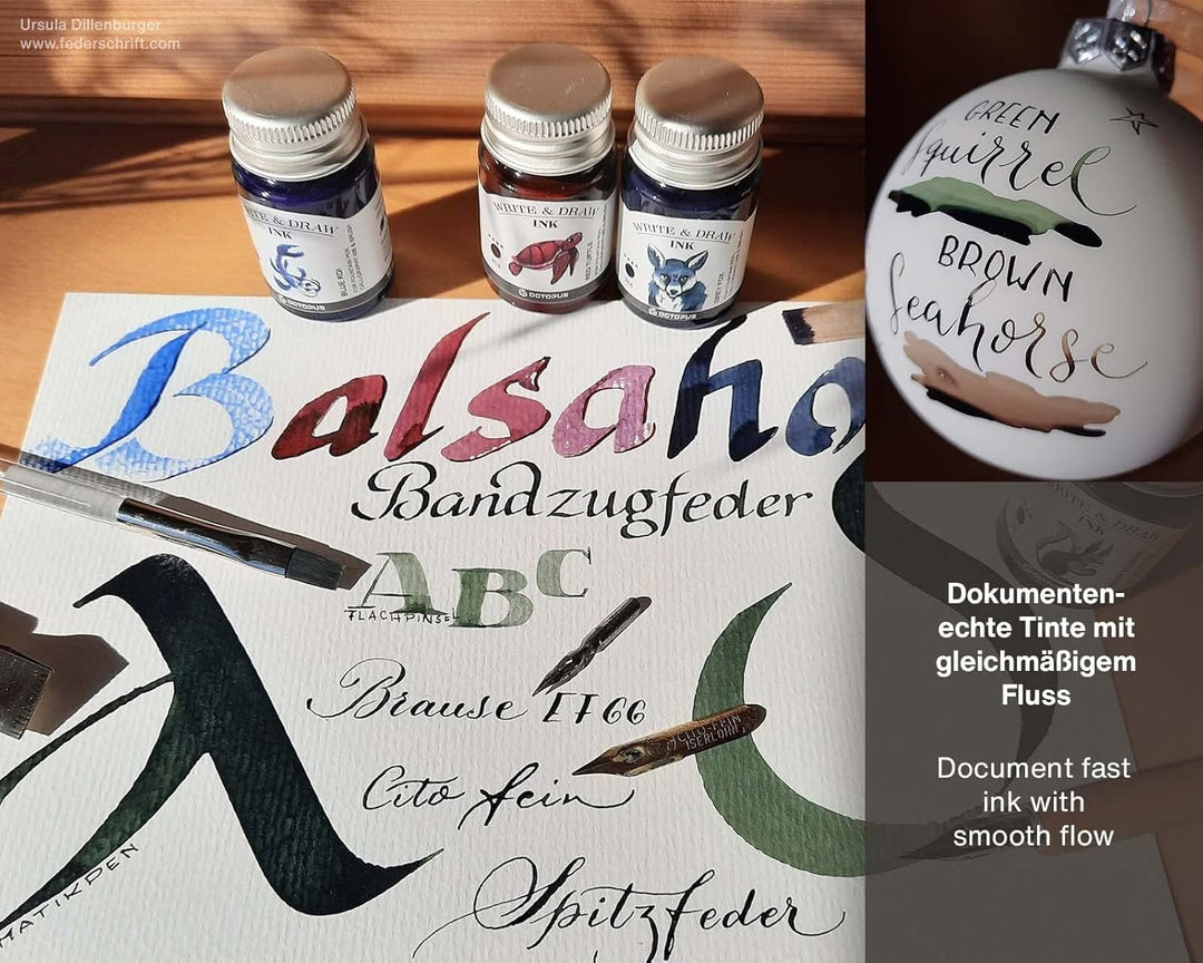 Octopus Write and Draw Ink Set MOUNTAIN, wasserfeste Tinte zum Schreiben und Zeichnen, Kalligraphiet