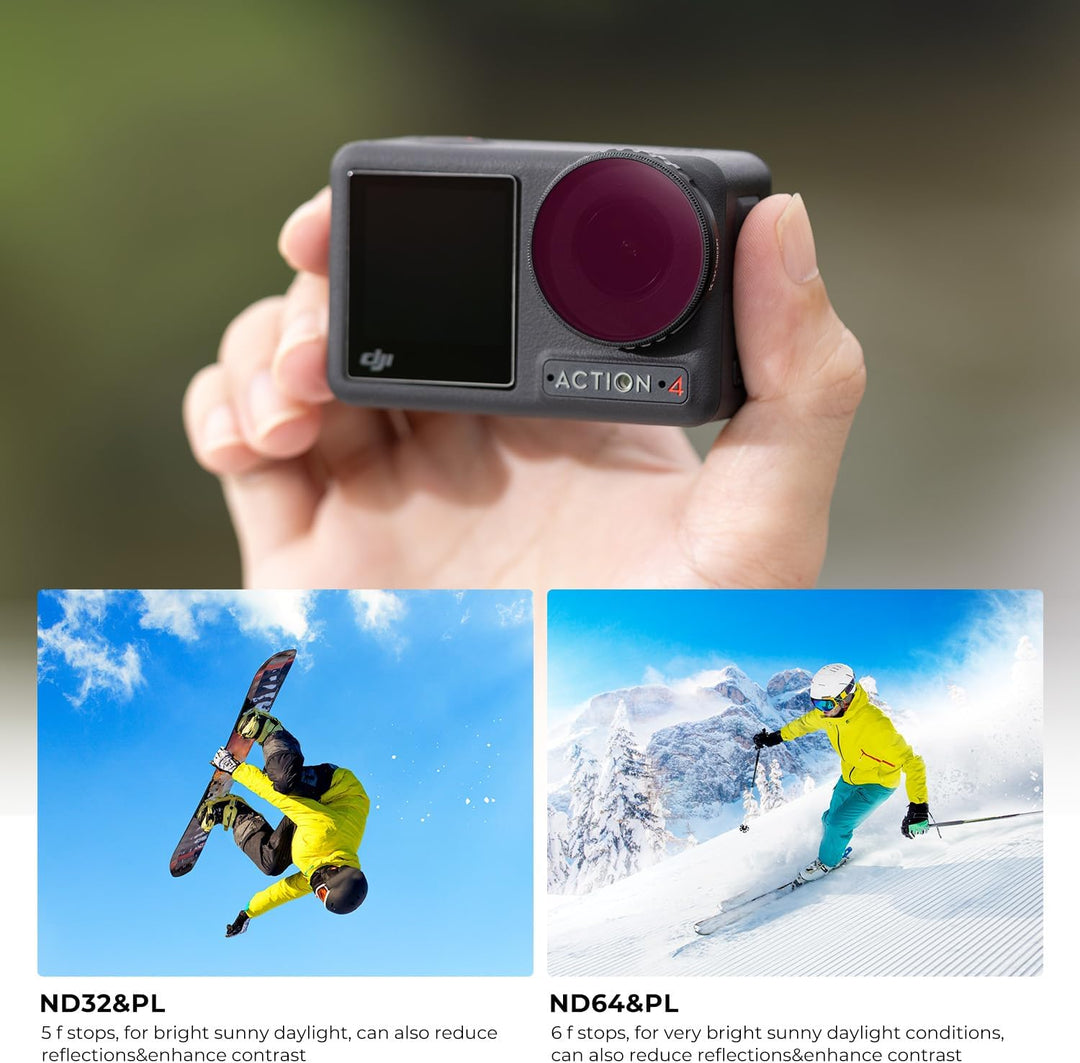 K&F Concept ND/PL Filtersets,4er Pack ND8/PL,ND16/PL,ND32/PL,ND64/PL Filter kompatibel mit DJI Osmo