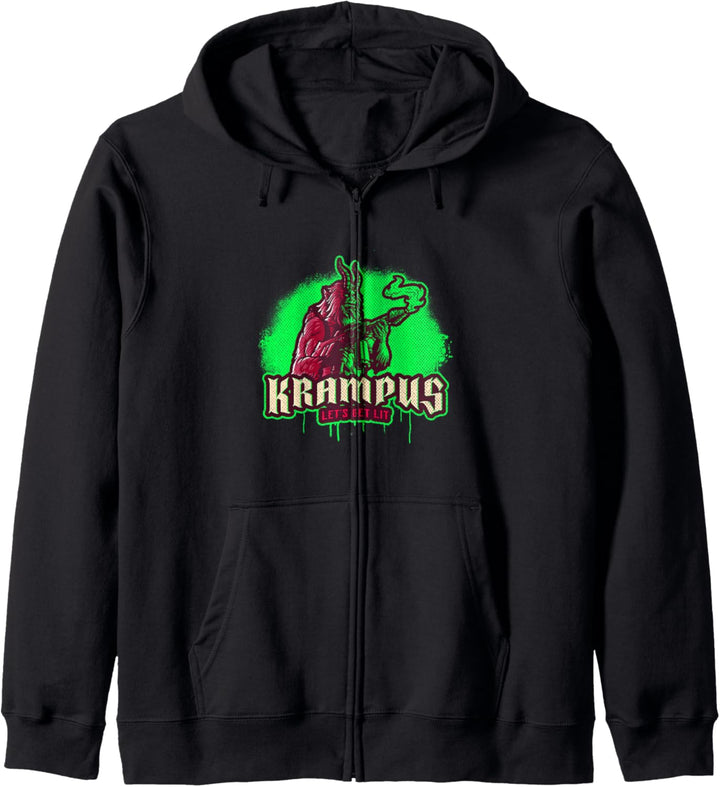 Krampus Let's Get Get Lit Christmas Kapuzenjacke