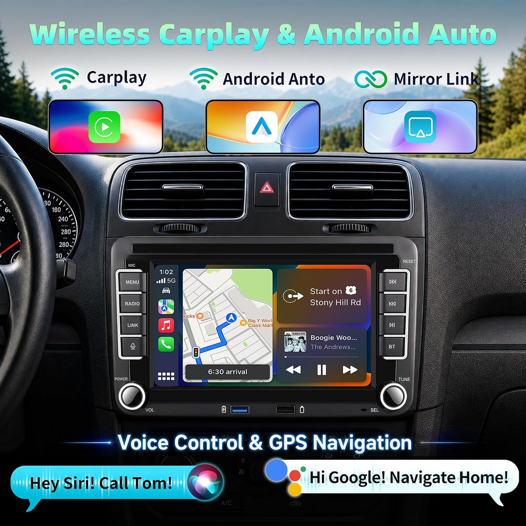 Linux Autoradio Mit Bildschirm für Golf 5 6 VW Polo 6R T5 Passat Touran Seat, 7 Zoll Wireless Carpla