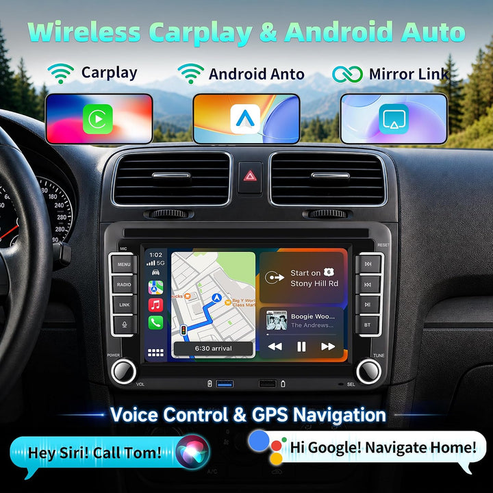 Linux Autoradio Mit Bildschirm für Golf 5 6 VW Polo 6R T5 Passat Touran Seat, 7 Zoll Wireless Carpla