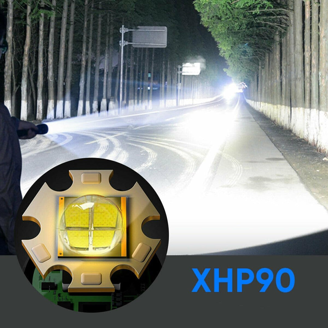 LED Taschenlampe Extrem Hell 90000 Lumens XHP90 USB Wiederaufladbar mit Batterieanzeige, 5 Modi wass