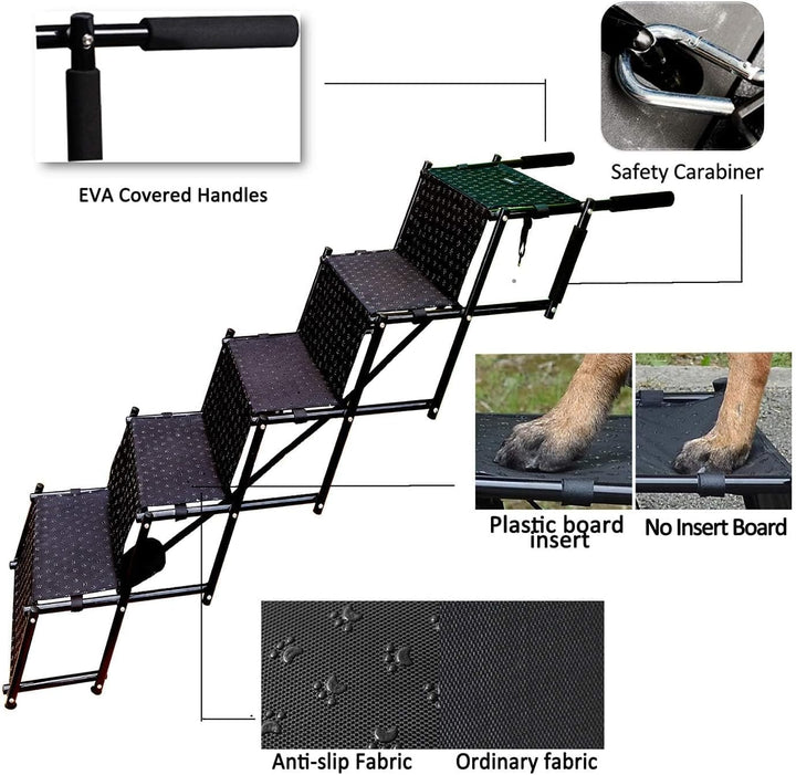 Verbesserte Hundetreppe, Metallrahmen, faltbar, bis 68 kg grosse Hundetreppe, leicht, tragbar, Haust