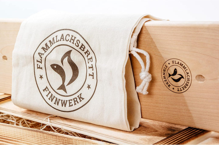 FINNWERK Flammlachsbrett Geschenkset - Lachsbretter mit Halterung aus Edelstahl und patentiertem Win