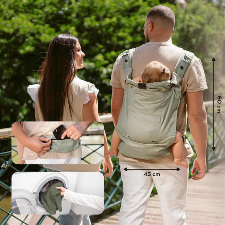 Babymoov Babytrage Moov & Boost Sage green - ergonomisch, für Babys und Kleinkinder, bis 20 kg Sage