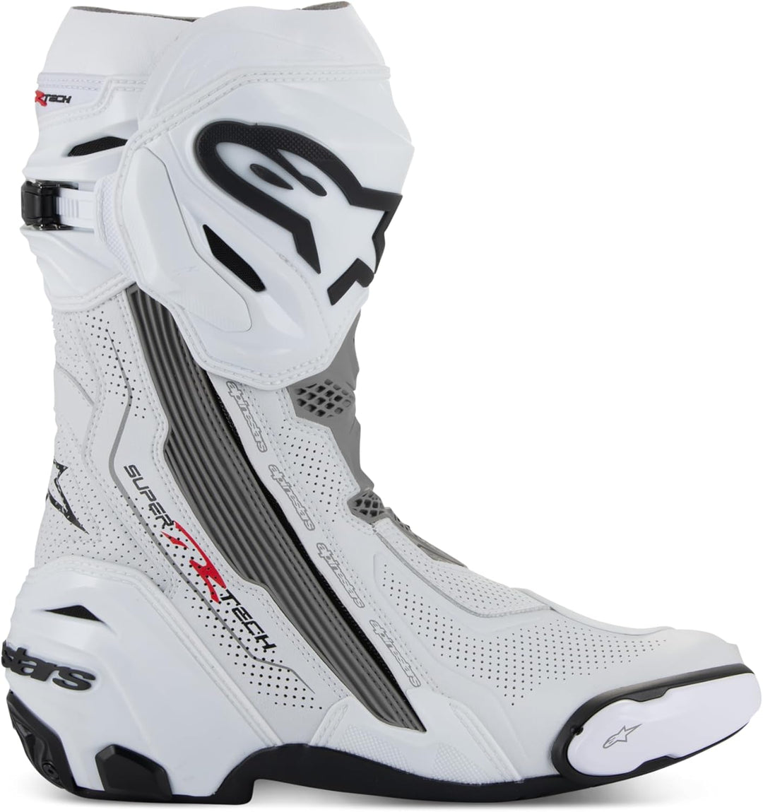 Alpinestars Racing Motorradstiefel Supertech R Vented Boots White, 47 EU, 47 EU White Mid Gray Black