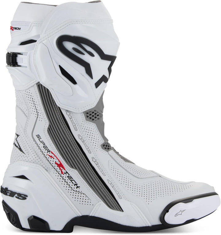 Alpinestars Racing Motorradstiefel Supertech R Vented Boots White, 47 EU, 47 EU White Mid Gray Black