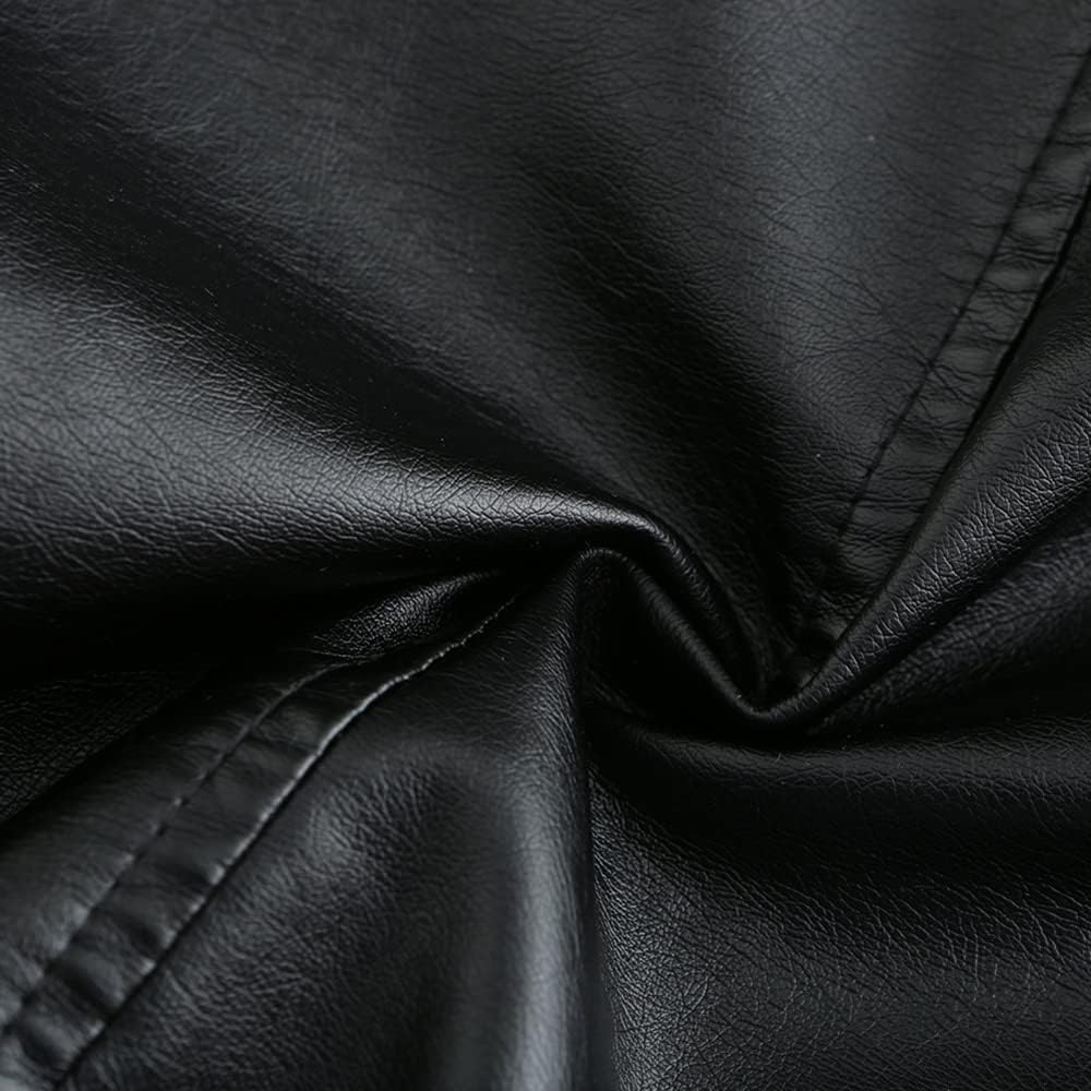 YYNUDA Damen Lederjacke Kurz Bikerjacke Stehkragen Reissverschluss Leder Jacke Übergangsjacke für He