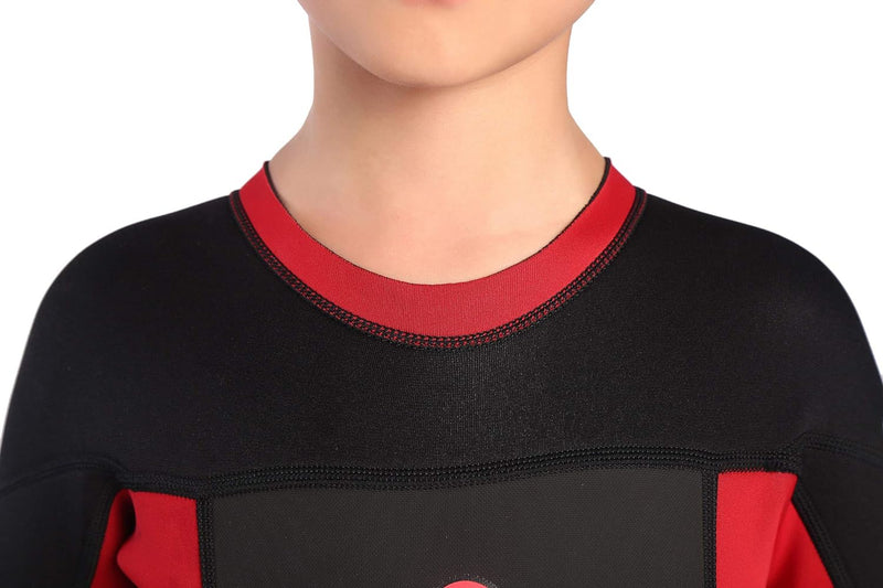 Cessi Smoby Shorty Wetsuit - Unisex Shorty Neoprenanzug 2 mm für Kinder Schwarz/Rot 9/10 Jahre, Schw