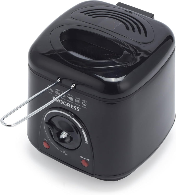Progress EK2969PBLKVDE Kompakte 1L Mini-Fritteuse - Herausnehmbarer antihaftbeschichteter Frittierko