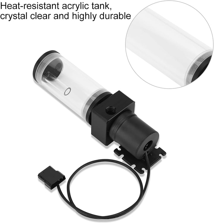 Lazmin DIY PC Wasserkühlsystem Wasserpumpe, Acryl Computer LED Wasserkühltank Zylinderbehälter 19W P