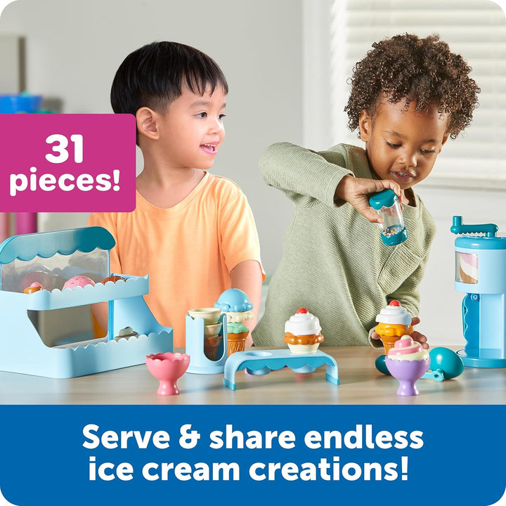 Learning Resources Swirly Scoops Eiscreme-Shop LER9278, Ab 2 Jahren, Rollenspiel Eisdiele, Feinmotor